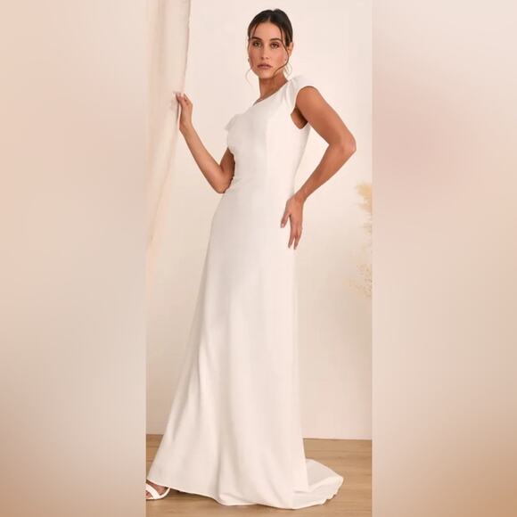 Lulus Melora White Sleeveless Wedding Open Back Bridal Dress Sz XL #0518 - Picture 5 of 9